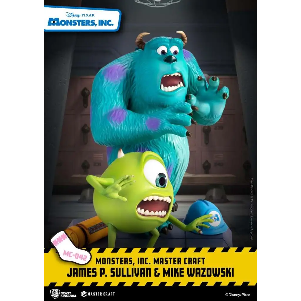 Blå och lila fläckig, lurvig monsterfigur med horn från Monsters Inc