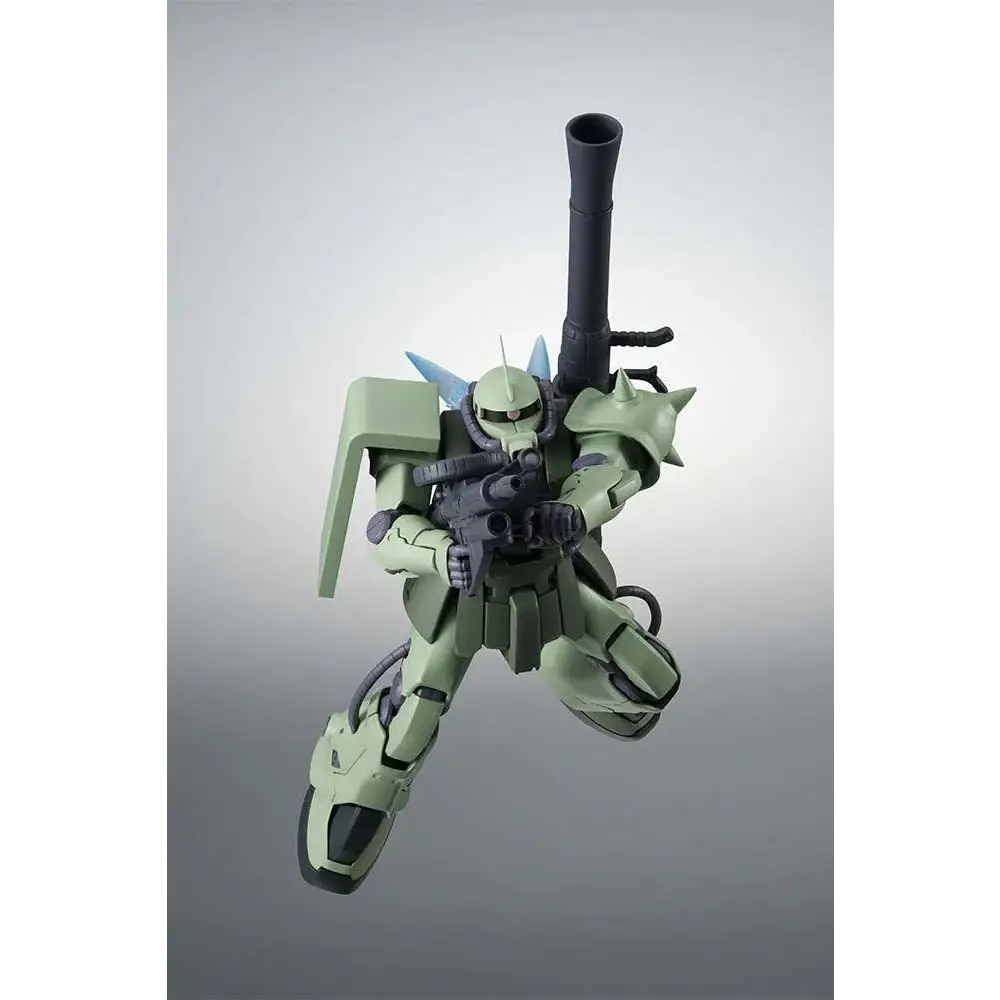 Grön och svart plastmodell av MS-06F-2 Zaku II F-2 Type Ver.A.N.I.M.E med blå huvudvingar