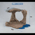 Brun valv av berg med silverstruktur och blå vatten i Ms Gundam G Structure Tragedy-diorama