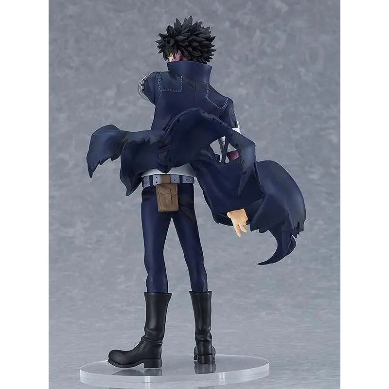 Mörkblå jackad Dabi-figur med spretigt svart hår och svarta stövlar på klar bas, My Hero Academia POP UP PARADE