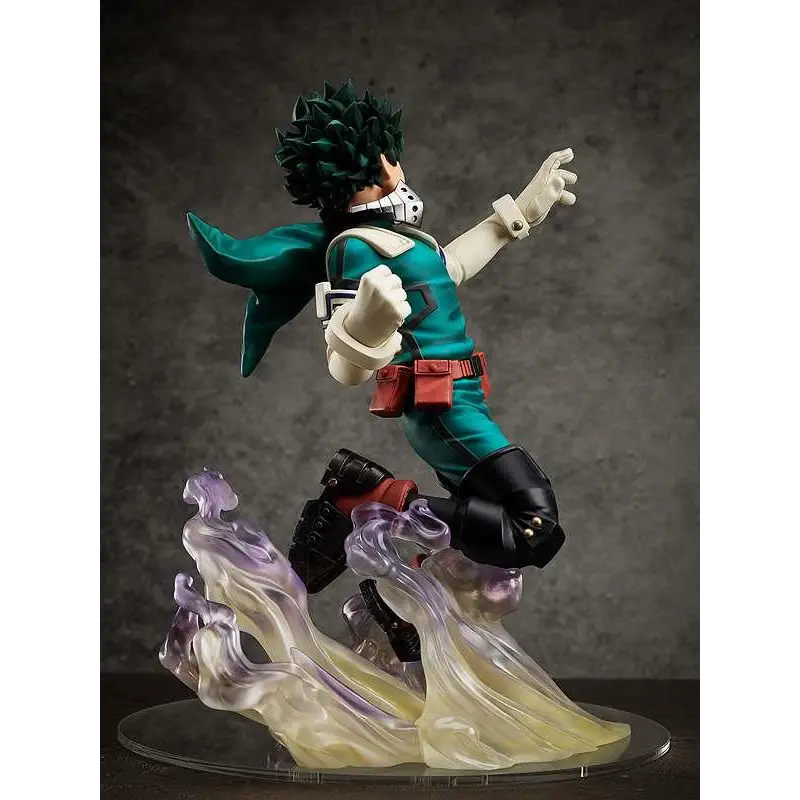Dynamisk My Hero Academia Izuku Midoriya 1/4-figur i telegul och svart med mantel och lila energi