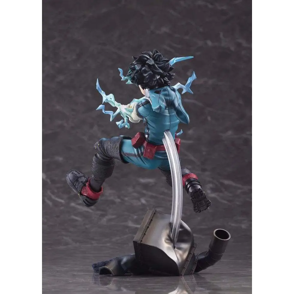 Izuku Midoriya 1/8-skala actionfigur i hopp med blå blixtar i teal uniform