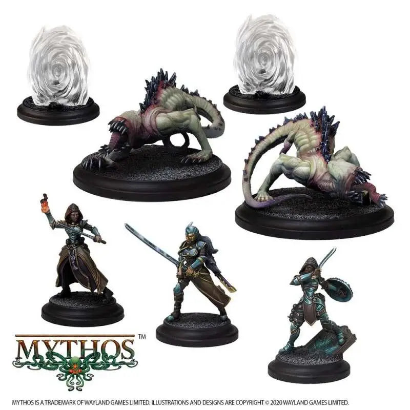 Mythos Silver Venators starter set med målat miniatyrer på svarta baser