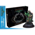 Grön och svart målad miniatyr av mytologisk tentakelkaraktär på rund bas i Mythos: The Hidden Ones