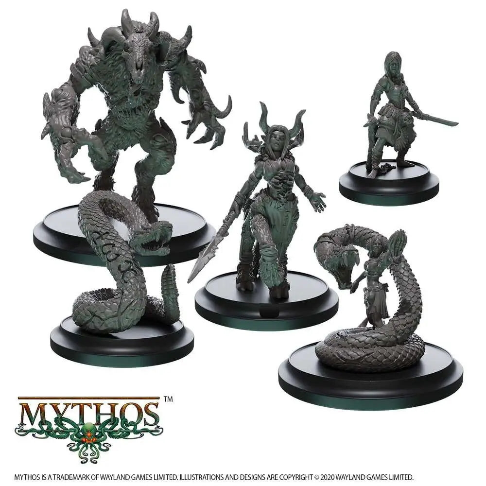 Mythos Wyldborne-factionens startset med gröna och grå miniatyrer