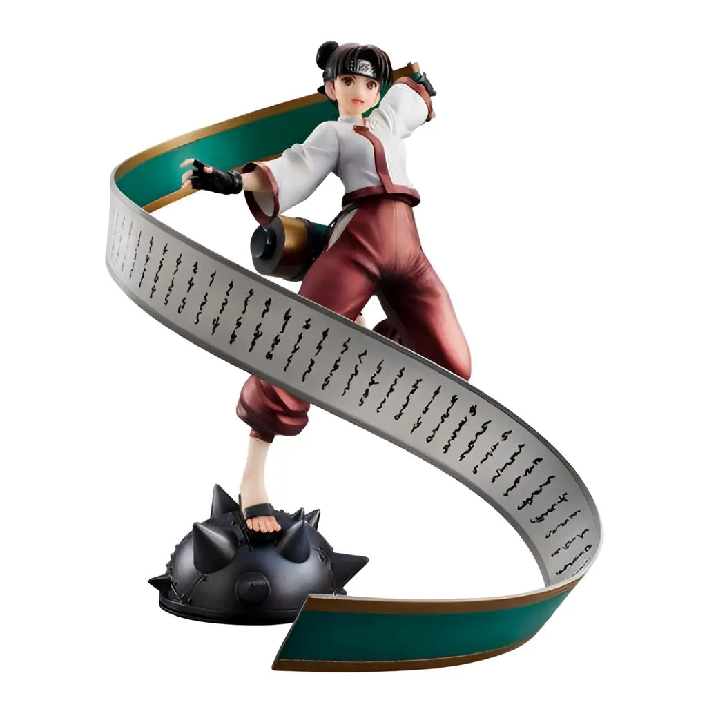 Naruto Gals Tenten-statyn från MegaHouse i dynamisk pose med rulle