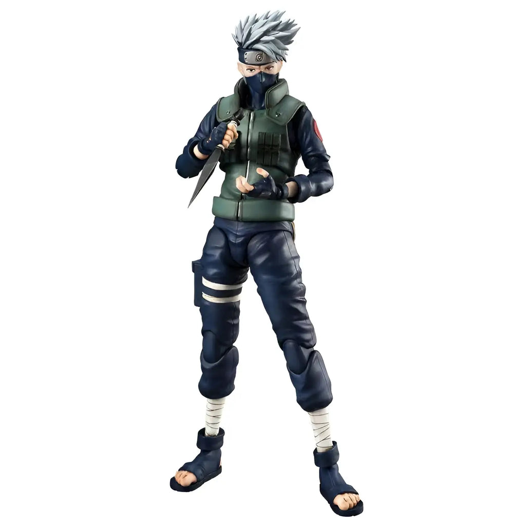 Detaljerad Kakashi Hatake-figur från Naruto, med silverhår, mask och väst