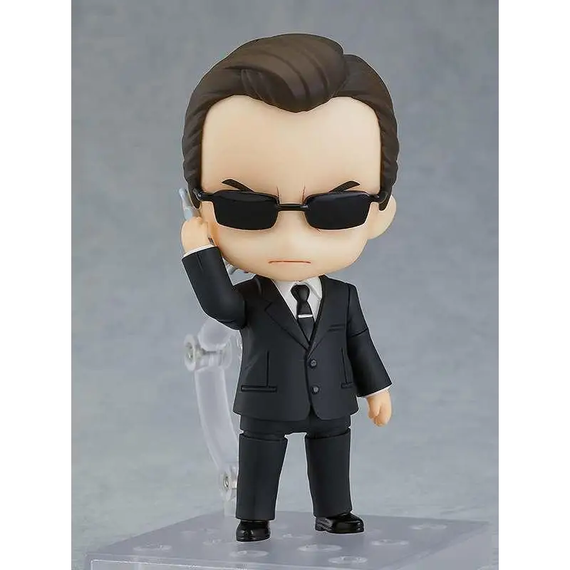 Nendoroid Agent Smith-figur från The Matrix, chibi-stil i svart kostym
