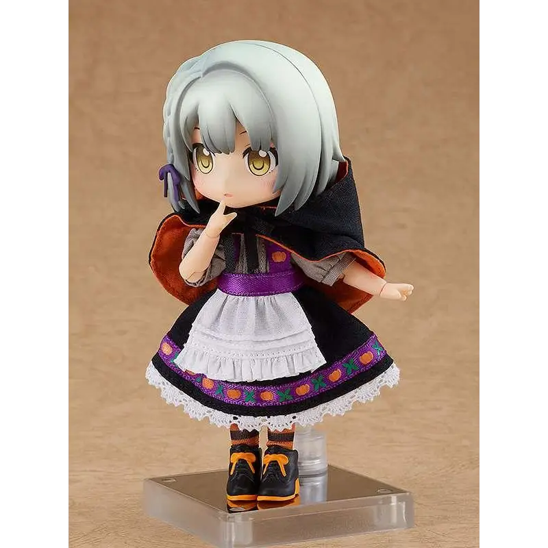Chibi-figurinen Nendoroid Doll Rose - Halloween Edition med silverhår och guldögon