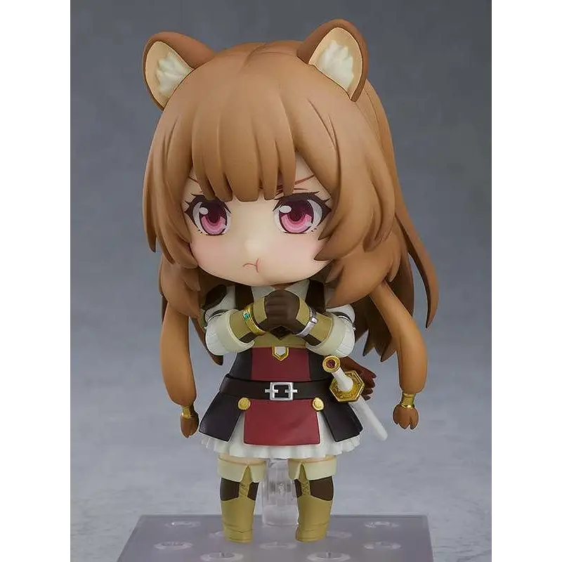 Chibi Nendoroid Raphtalia med bruna kattöron och rött-svart kläder