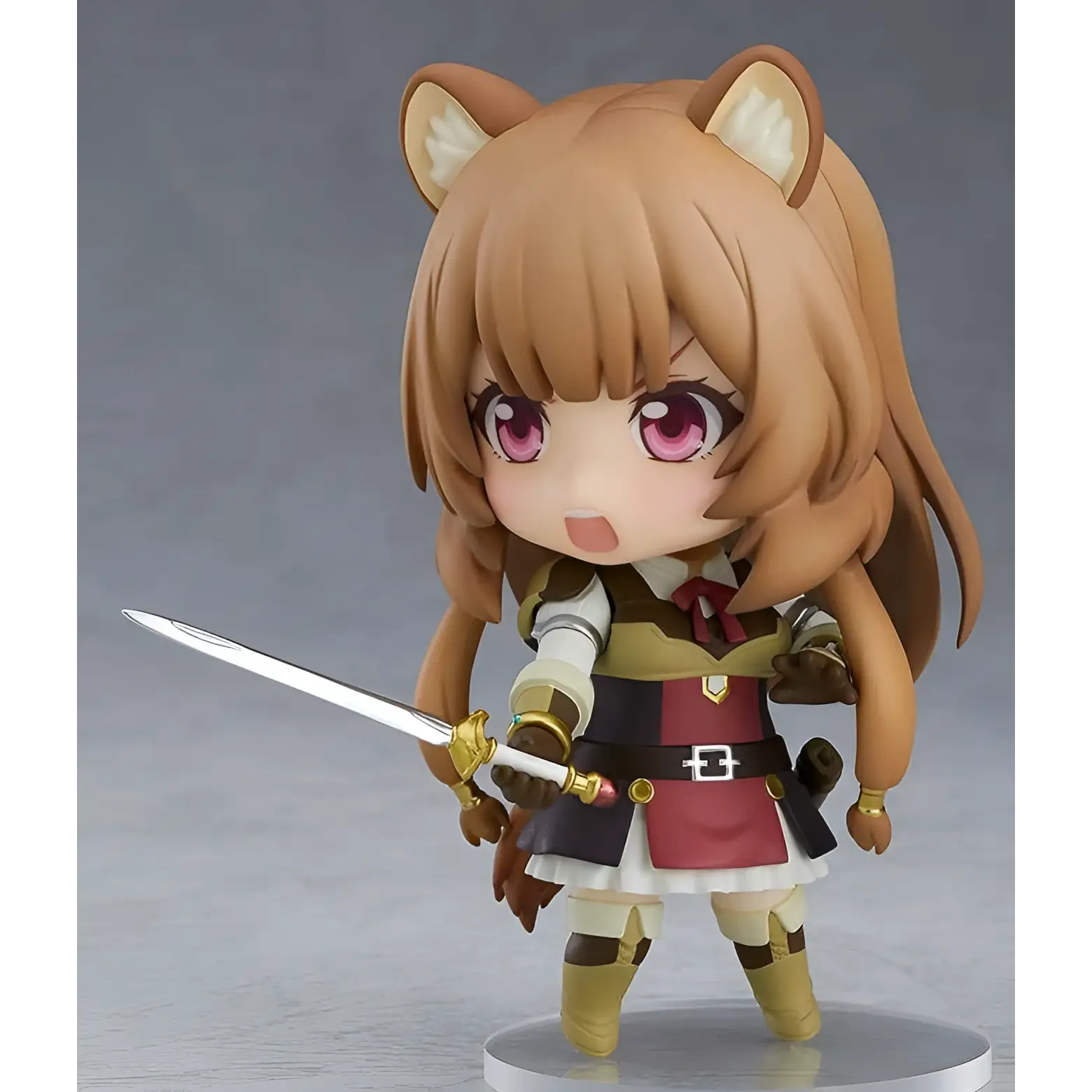 Nendoroid Raphtalia från The Rising of the Shield Hero: chibi-figur med rävöron i rött, svart och guld