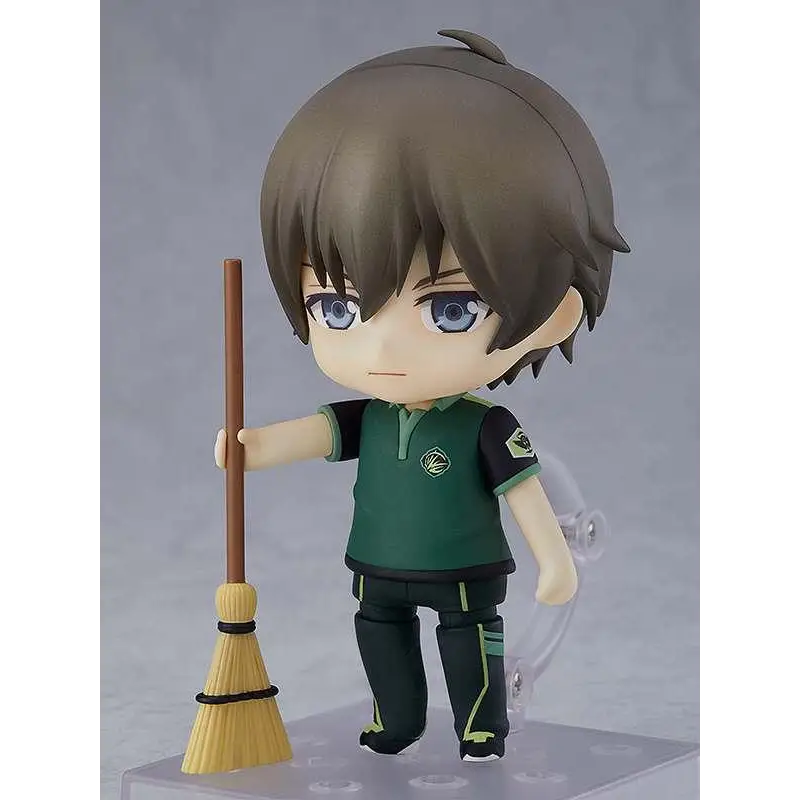 Nendoroid Wang Jiexi AF chibi-figur av ung pojke med brunt hår och blå ögon i grön polotröja