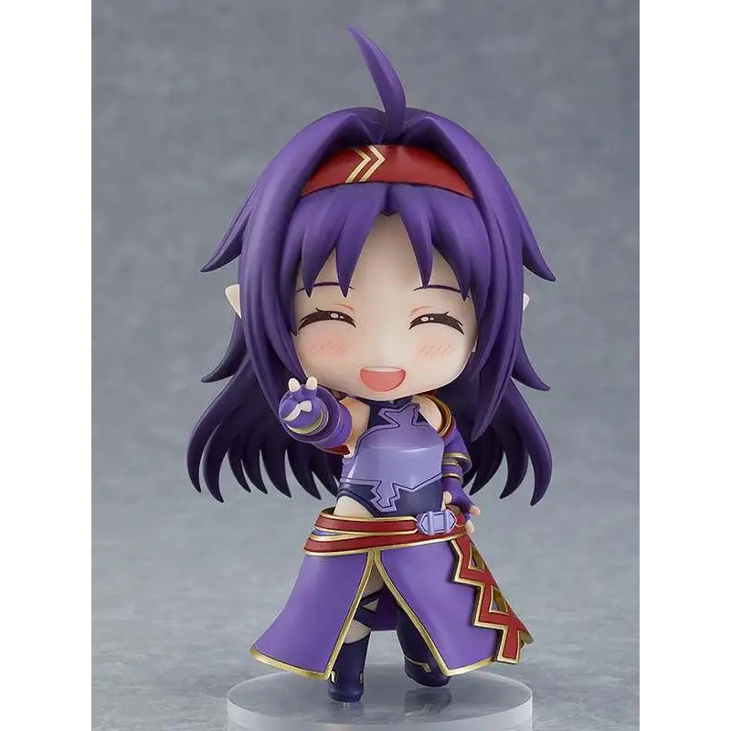 Lila-hårig chibi-figur av Nendoroid Yuuki från Sword Art Online i röd-guld outfit