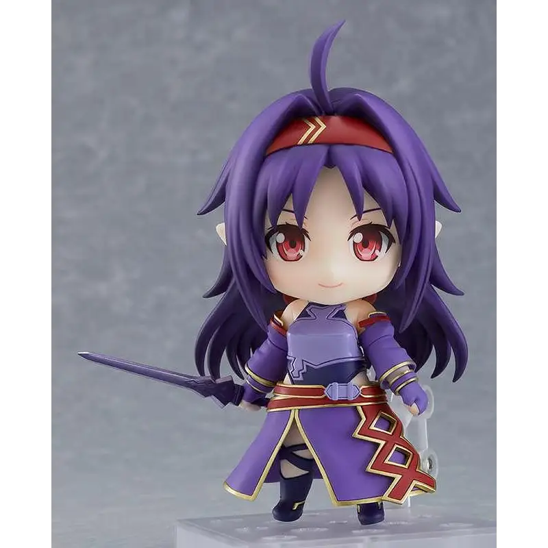 Lila chibi-figur Nendoroid Yuuki från Sword Art Online med rött svärd
