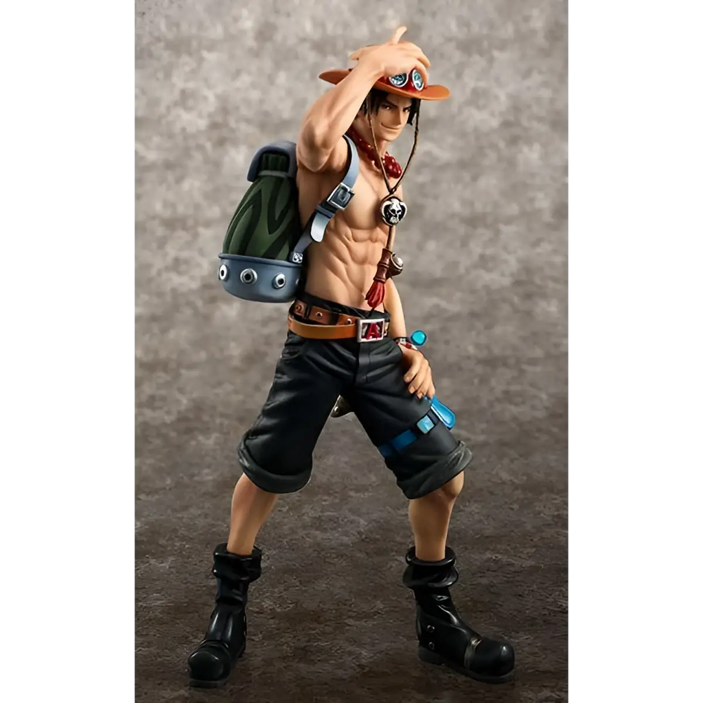 Portgas D. Ace One Piece Pop Neodx 10th rerun statue i orange hatt