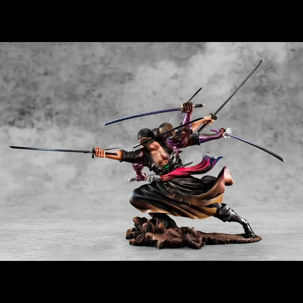 Detaljerad resinfigur av One Piece Zoro i demon Asura-pose med svärd
