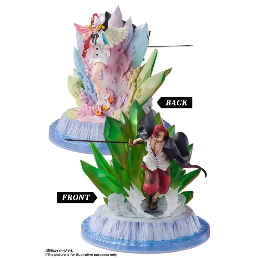 One Piece Zero Extra Battle Shanks och Uta staty med vingar och kristaller
