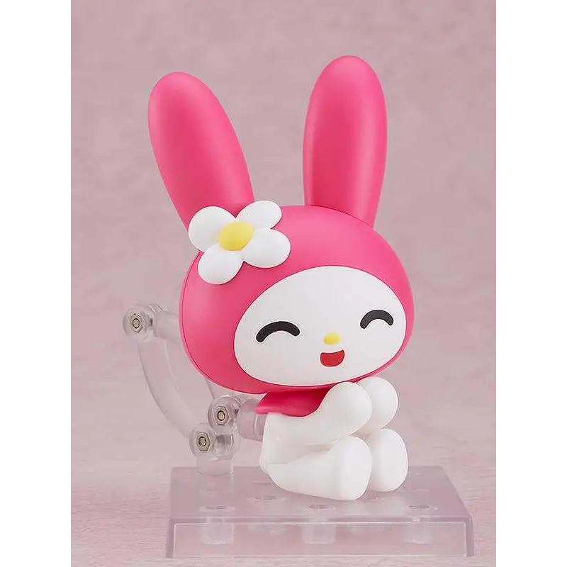 Onegai My Melody Nendoroid rosa figurin med vita kaninöron och blomma