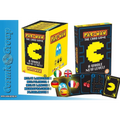Pac-Man kortspelsbox med gul och svart design och pixelrad figur