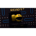 Gul Pac-Man PVC-figur med svarta ögon och öppen mun i svart box, 40-årsjubileum