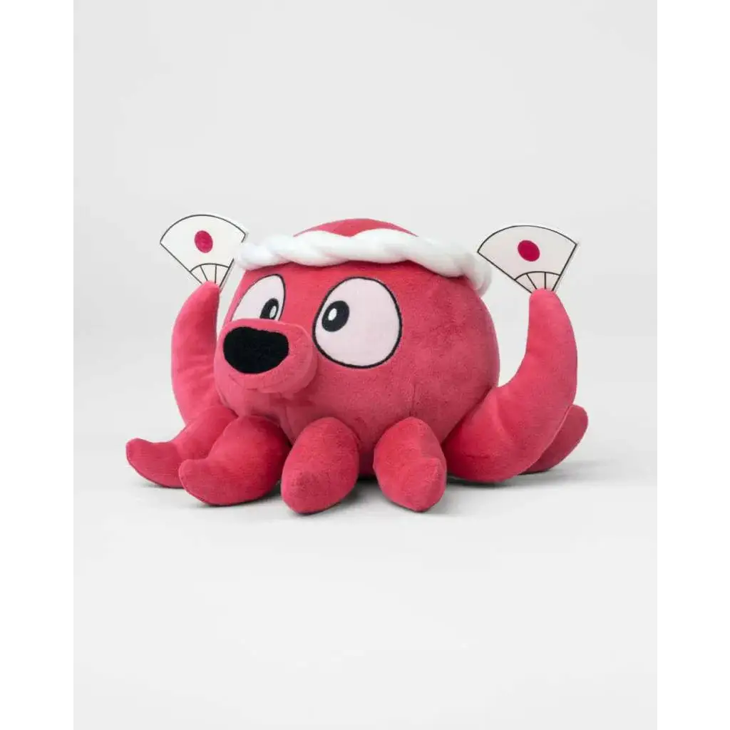 Parodius Tatosuke rosa bläckfiskplush med fluffig vit pannband