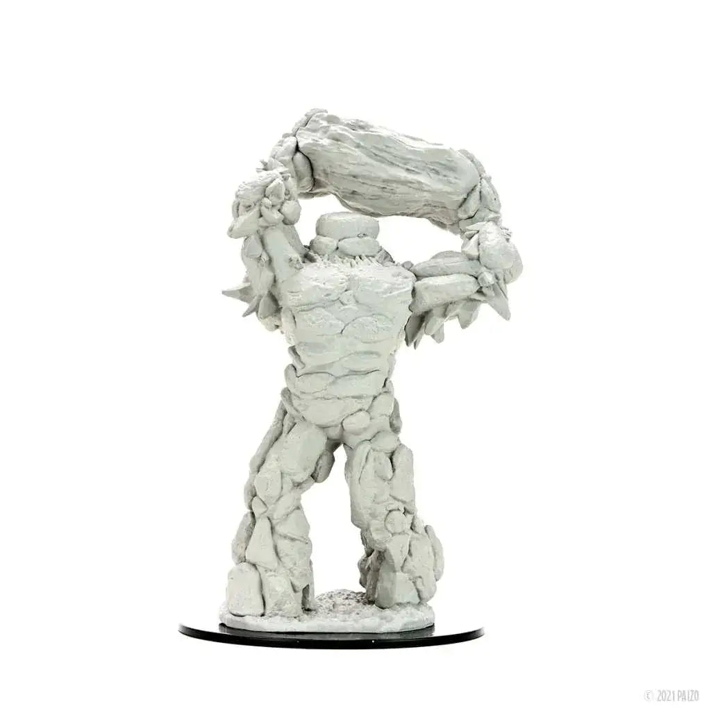 Grå sten golem-figur med robust, texturerad yta och muskulös byggnad i Pathfinder Earth Elemental Lord Miniature