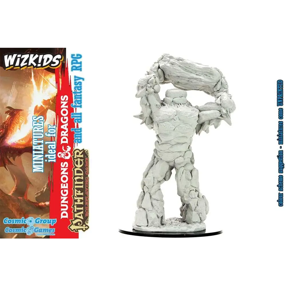 Ommålad grå sten golem miniatyr från WizKids för Pathfinder RPG