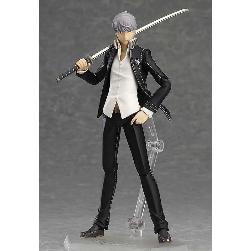 Figma Yu Narukami från Persona 4 Arena Ultimax, svartvit figur med silverhår och svärd