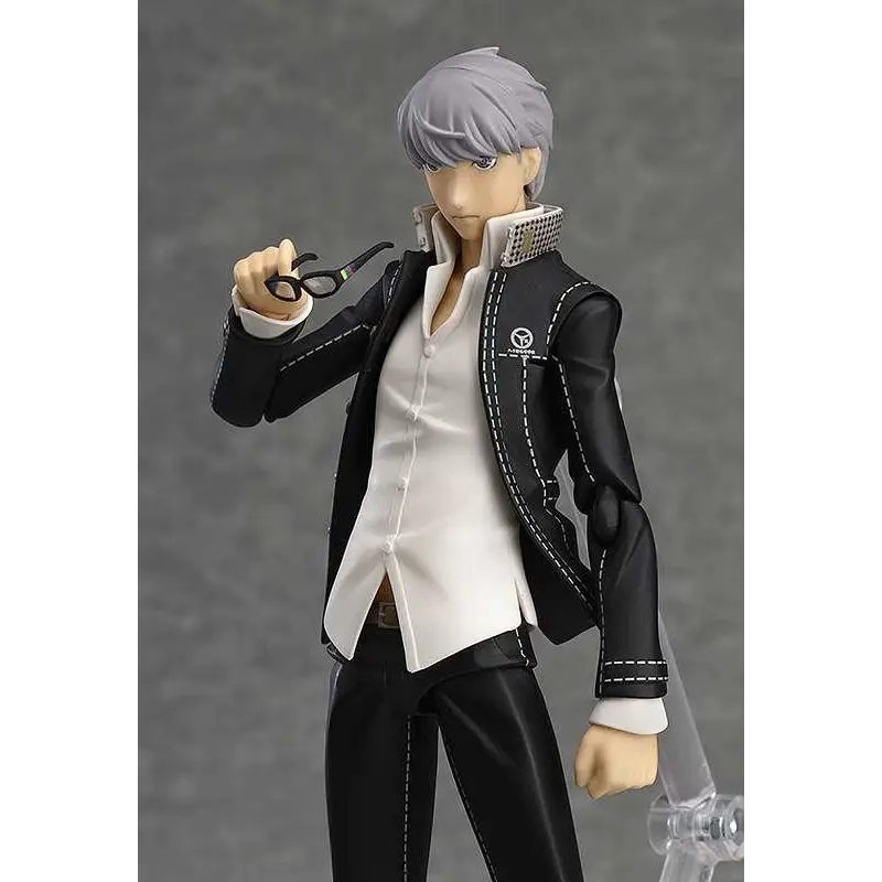 Svartvit figma-figur av Yu Narukami från Persona 4 Arena Ultimax med silverhår och detaljerad jacka