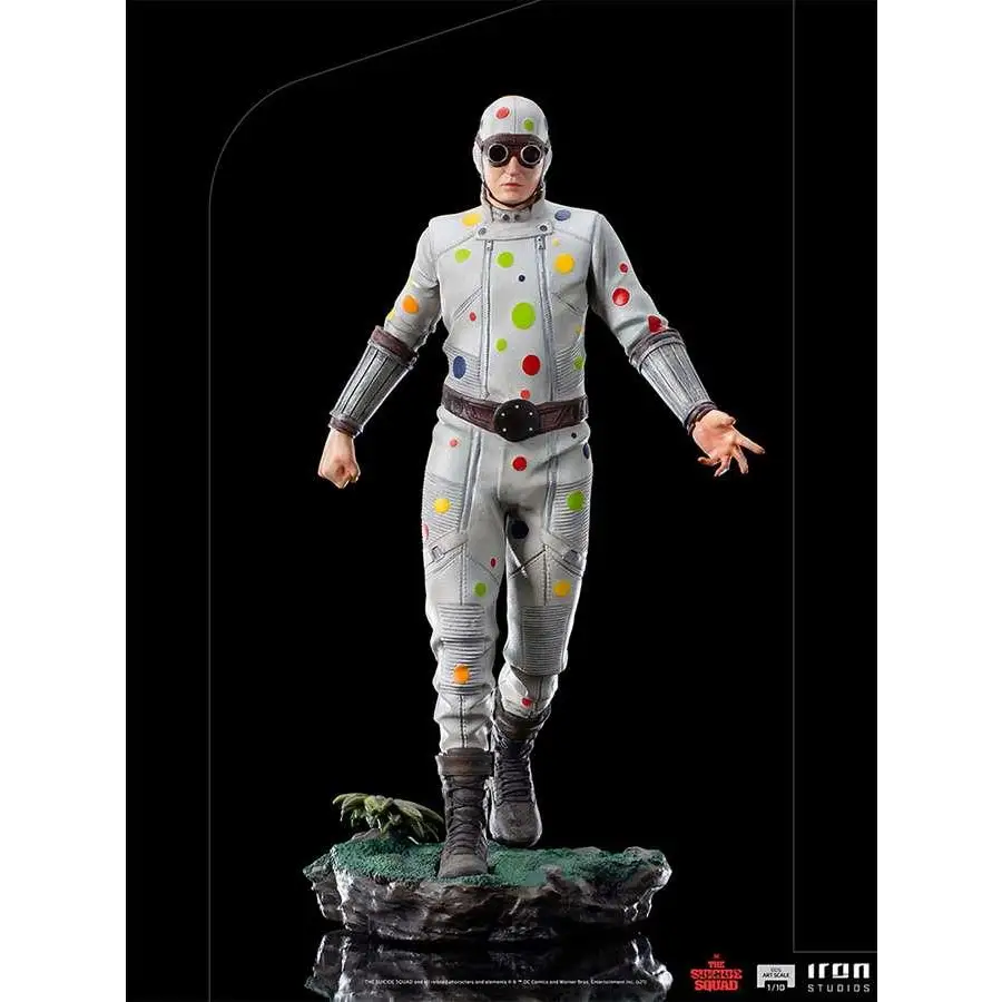 Vit Polka-Dot Man-statyett från The Suicide Squad 1/10 Art Scale, med vit dräkt och goggles