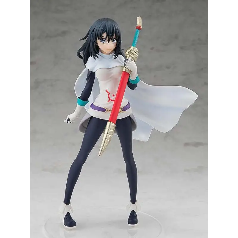 POP UP PARADE Shizu-figur från That Time I Got Reincarnated as a Slime med svart hår, vit-svart outfit med turkosa accenter och röd-guld stav