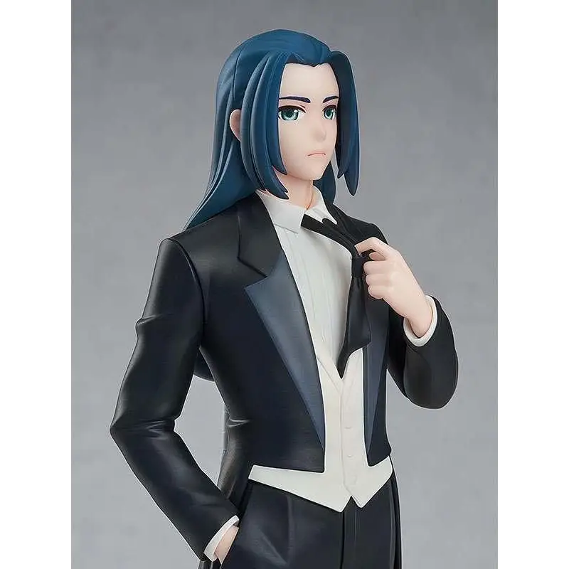 Blåhårig animefigur Wuxian från The Legend of Hei i svart smoking