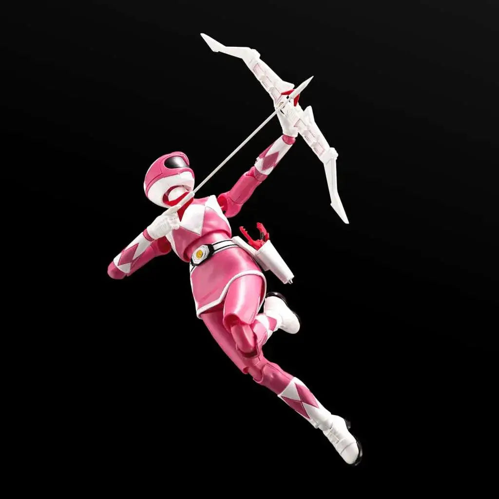Rosa Power Rangers-figur i dynamisk pose med pilbåge från Byggsats