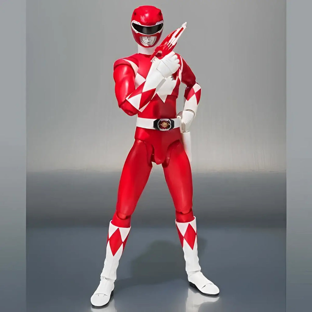 Röd Power Rangers Red Ranger SH Figuarts-figur i dynamisk pose