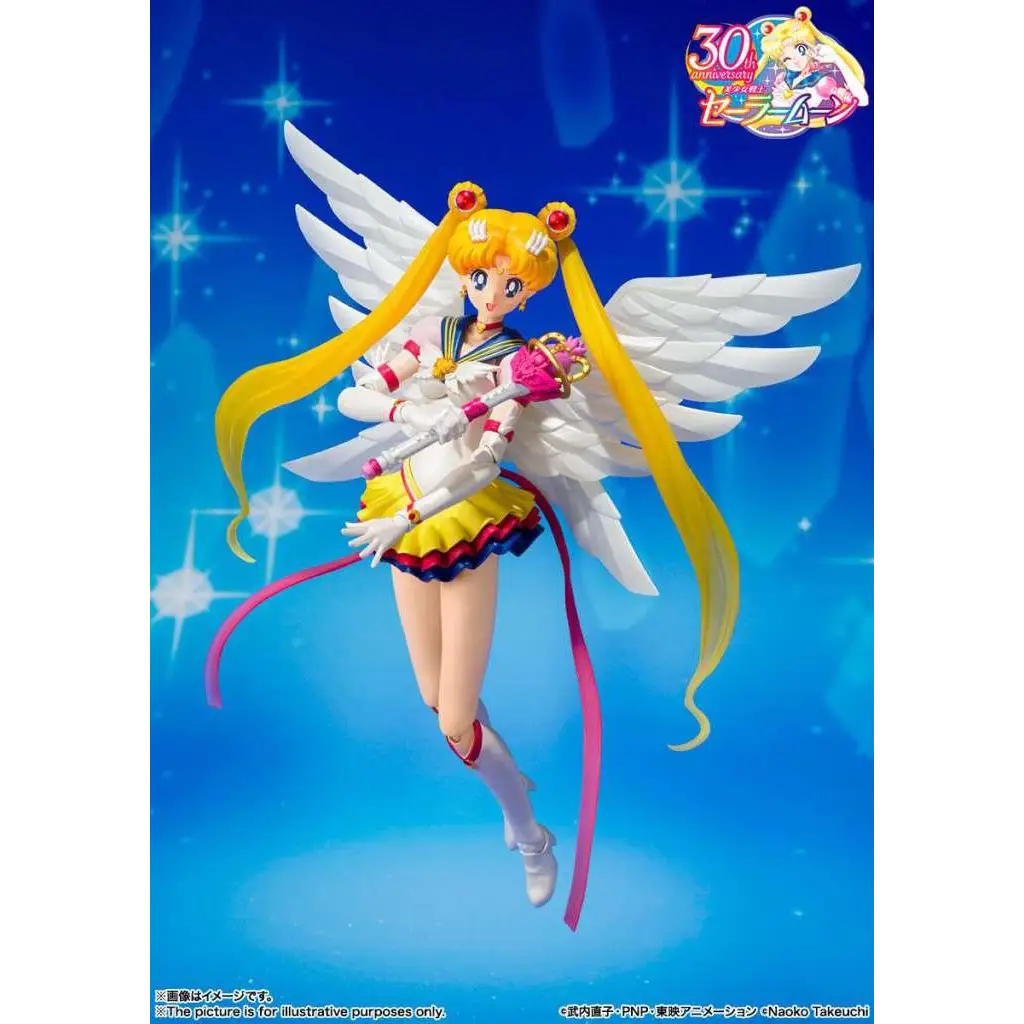Sailor Moon Eternal SH Figuarts figurine i ängelform med gyllene hår och vingar