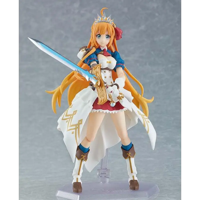 Animefigur Pecorine Figma från Princess Connect! Re:Dive med orange hår, vit-blå klädsel och silver svärd