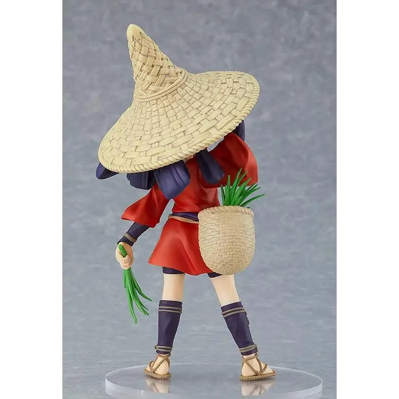 Detaljerad figur av Princess Sakuna i halmhatt och röd marin outfit med korg