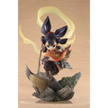 Chibi-figur av Prinsessan Sakuna från Sakuna: Of Rice and Ruin med mörkblått hår och röd-orange kläder