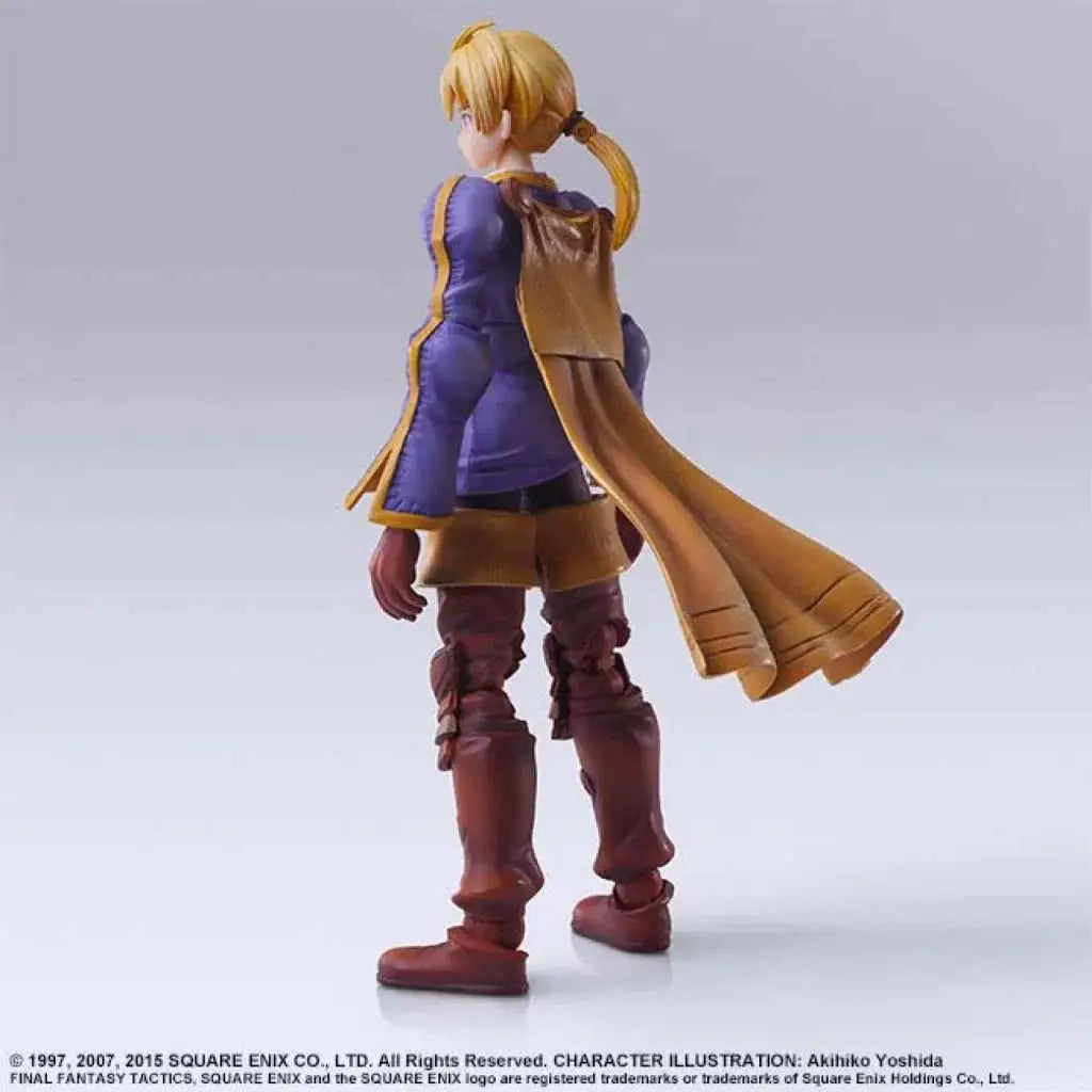 Ramza Beoulve Bring Arts actionfigur i lila och guld rustning med brun mantel i plast
