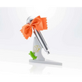 Silvrig mikrofonfigur med orange rosett, Ranka Lee Mikrofon PROPLICA från Macross F