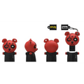 Röd björnformad USB-minne 8GB med svarta accenter och kedja - Rat-man Lord Pando