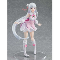 Emilia Memory Snow-figur från Re:Zero, vit och rosa animefigur med silverhår och volangklänning