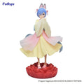 Rem-figur från Re:ZERO i kaninöron, gul-rosa kimono på röd lotusbas