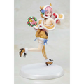 Re:Zero Ram julflicksfigur i rosa hår, festlig tan-vit outfit med blå accenter och krans