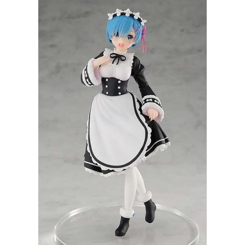 Re:Zero Rem isfigur med blå hår i svart-vit klänning