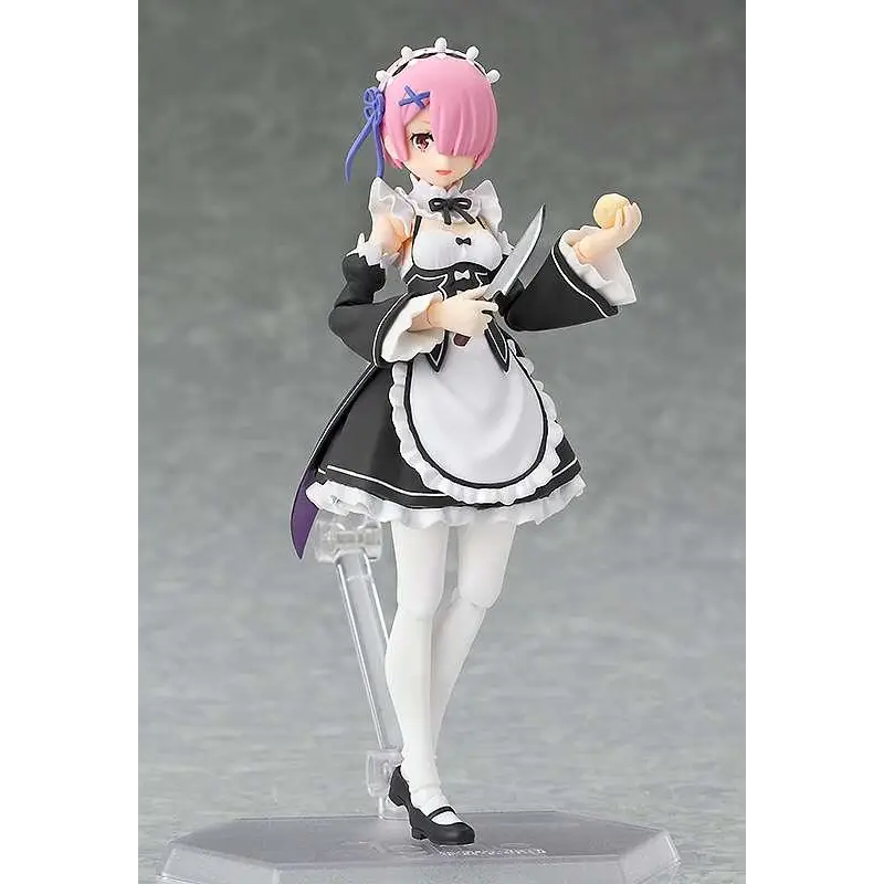 Ram-figur från Re:Zero i figma, med rosa hår och svart-vit klänning