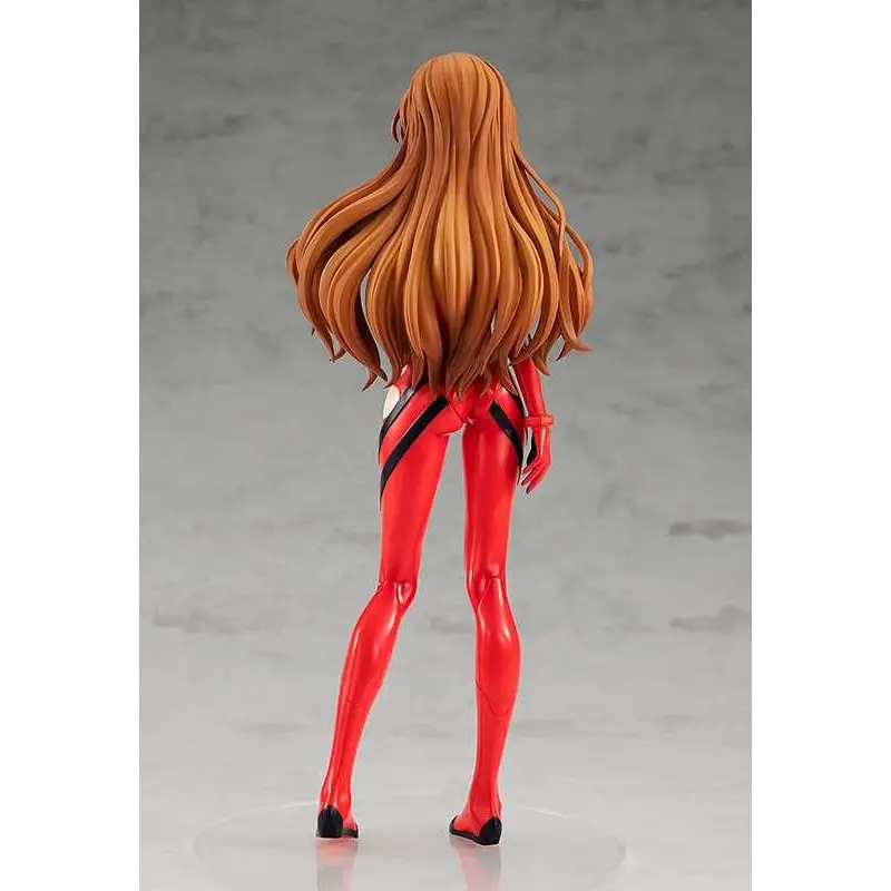 Glossig röd och svart Evangelion Unit-01 Asuka Langley-figur med långt, flödande orange hår