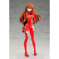 Röd och vit Evangelion Unit-01-pilotfigur med långt orange hår, Asuka Langley från Rebuild