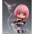 Nendoroid Momo Minamoto: rosa hårig animefigur med svärd, uggla och groda