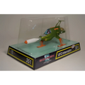 Retro UFO Interceptor diecast-modell med grön och orange UFO i klar plastdisplay